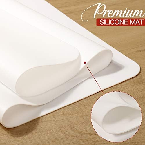 LEOBRO Silicone Mat, 23.4” x 15.6” White Silicone Mats for Crafts, Resin Molds, Play Dough Mat, for Resin, Clay, Paint, Arts and Crafts, 1 MM Thick