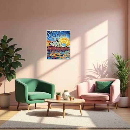 Sydney Opera House Paint by Numbers Kit for Adults Beginner Starry Night Oil Painting Kit Adult Paint by Number Kits on Canvas DIY Painting for Beginners Art by Numbers for Gifts Wall Decor 16x20 Inch