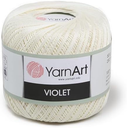 Yarn Art 1 Skein YarnArt Violet,100 Mercerized Cotton Yarn Threads Crochet Lace Hand Knitting Yarn Embroidery Arts Crafts (Cream 326)