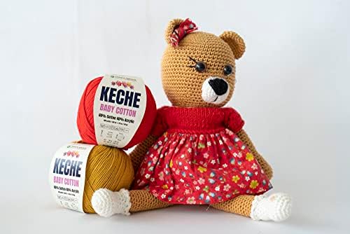 Keche Baby Cotton, 60% Cotton 40% Acrylic Yarn, Soft Cotton Yarn for Crochet and Knitting, Amigurumi Yarn 1 Skein/Ball 1.76 Oz (50g) / 180 Yrds (165m) - Light Blue