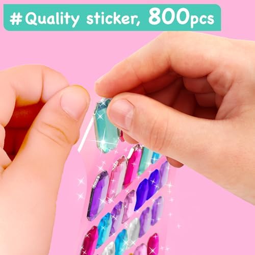 EZCRA Mermaid Gem Sticker Kit for Kids - 800 Stickers, 8 Underwater Themes