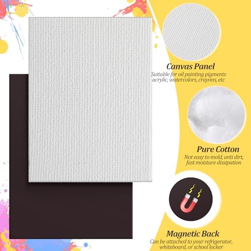 Engrowtic 25 Pcs Mini Magnetic Painting Canvas Panel Mini Canvas Boards for Painting Tile Art for Fridge Locker Art Crafts DIY(Rectangle,3 x 4 in)