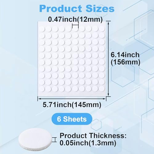 Joez Wonderful 6 Sheets Foam Adhesive Discs, 0.47in, White