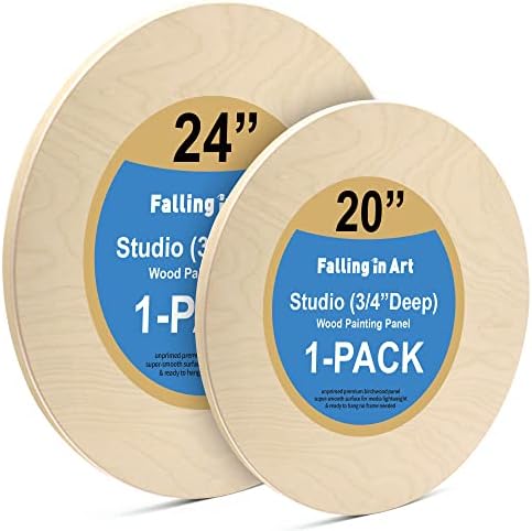 Falling in Art 2 Pack 20 and 24" Unfinished Round Birch Wood Panels