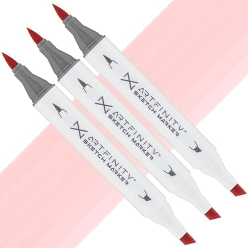 Artfinity Sketch Markers - Set of 3 - Frozen Strawberry R7-2, Vibrant, Professional, Dye-Based Alcohol Markers for Artists, Drawing, Travel, & More