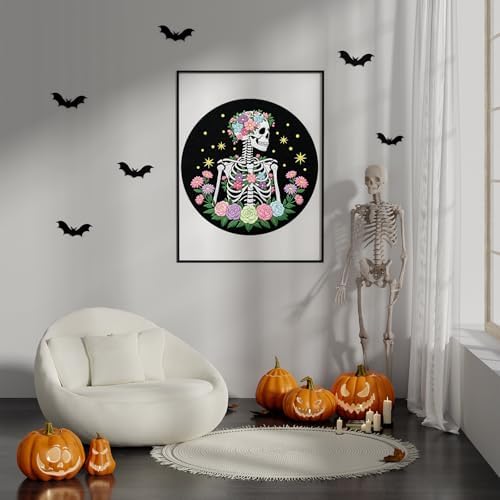 Louise Maelys Halloween Skeleton Floral DIY Embroidery Kit for Beginners