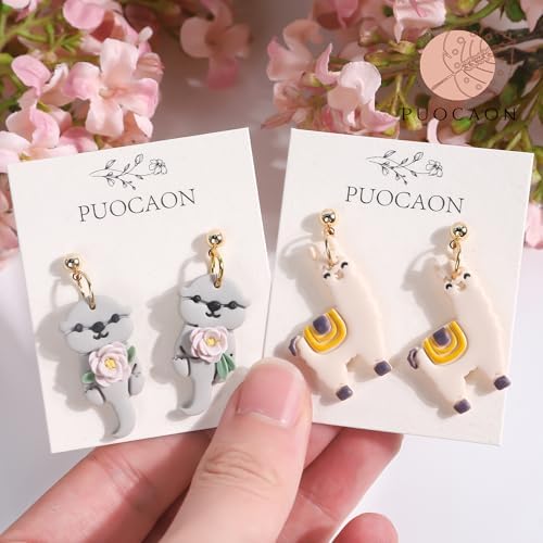 Puocaon Animal Polymer Clay Cutters - 12 Pcs Cute Animal Clay Cutters for Polymer Clay Jewelry, Cottagecore Snail Clay Earring Cutters Otter Cat Cow Fox Clay Jewelry Cutters