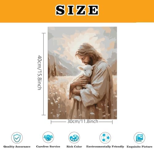 Jesus Paint by Numbers Kit for Adults Framed Canvas, Frameworkless