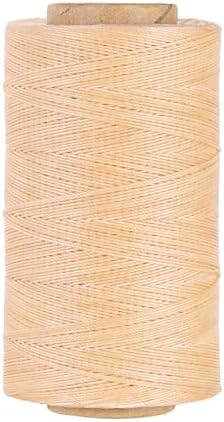 Sturdy Bonded Waxed Polyester Thread, 0.55mm, 437 Yards Wax String Cord - Beige for Leather, Hand Sewing, Stitching, Beading, Bookbinding, Bracelets and Macrame Jewelry Making