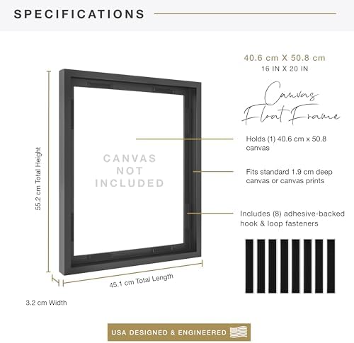 MCS Canvas Float Frames Canvas Black Finish Frame, Vertical & Horizontal Wa