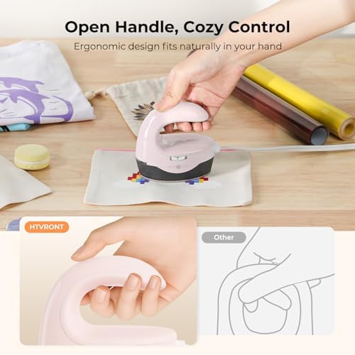 HTVRONT Heat Press Mini Heat Press Machine, Mini Iron for Crafts | Heats Up Quickly & 3 Heat Setings, Perler Beads Iron, Small Heat Press Machine for T Shirts, Hats