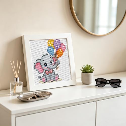 Elephant Stamped Cross Stitch Kits for Adults,Beginner Cross-stitch Kits