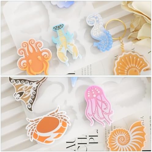 2Pcs Sea Animal Pendant Molds Turtle Shell Keyring Silicone Molds for Epoxy Resin Jewerly Pendant Making Casting Mold for DIY Necklaces Resin Charms