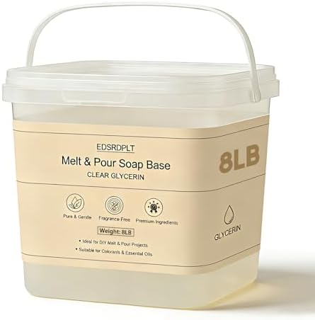 8lb Clear Glycerin Soap Base in Bucket - Airtight Resealable Lid, Moisture Proof, Premium Glycerin Melt and Pour for DIY Soap Making Supplies (Transparent, 8 Pound)