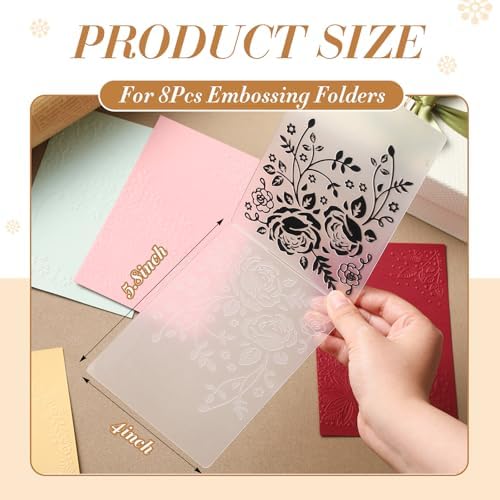 8 Pcs Geiseralie Embossing Folders for Card Making,Natural Style