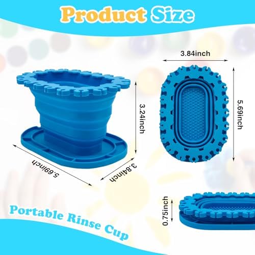 Foldable Silicone Paint Brush Cleaner Cup with Holder, Collapsible Rinse Basin for Acrylic, Watercolor and Water-Based Painting, Portable Brush Washing Cup for Artists and Hobby Painting ﻿ ﻿ ﻿