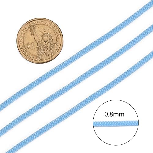 100 Yards 0.8mm Braided Nylon Crafting Thread Chinese Knotting Beading String Macrame Cord Rope for Necklace Bracelet Jewelry Craft Making, LightSkyBlue
