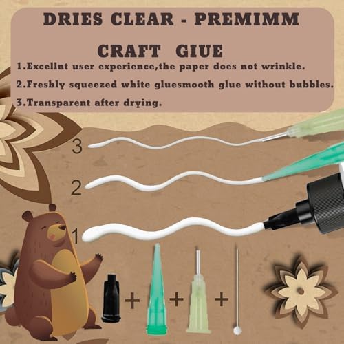 Craft Glue & Precision Tips, Bottles with Fine Tip, Quick Dry Clear, Strong Tacky Glue, Fabric Adhesive Permanent for Paper Crafting Scrapbooking/Etc (7OZ)