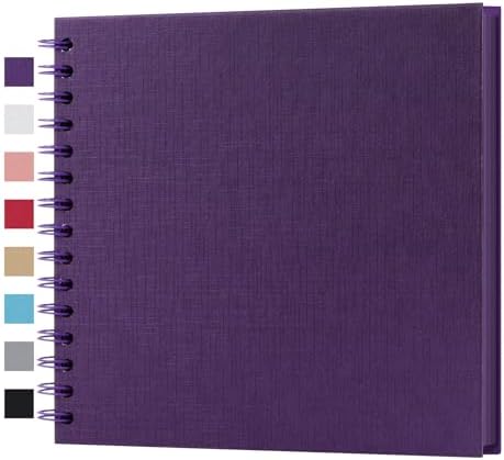 potricher 8 x 8 Inch DIY Scrapbook Album 40 Pages with Kraft Paper, Purple | Thick Kraft Paper Scrap Book Photo Albums, Memory Book for Wedding, Anniversary, Baby, Family, Travel, DIY Projects