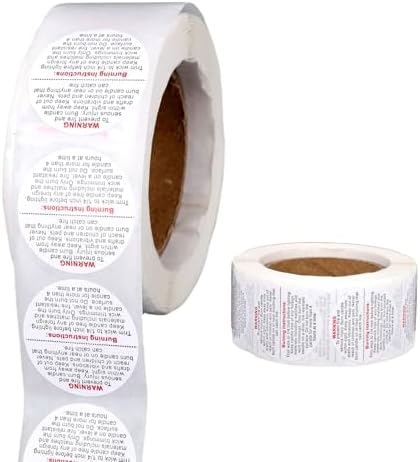 500pcs Candle Warning Labels, 2.5cm/0.98in Candle Jar Container Wax Melt Stickers Safety Stickers Accessories for DIY Making Candles