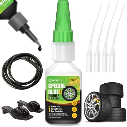 INSOIA Super Black Rubber Glue, 20g, Strong Bond, with Precision Tips