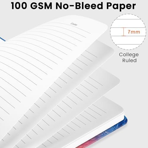 Lined Spiral Journal Notebook, A5 College Ruled Notebook for Note-Taking