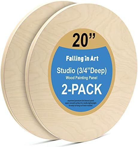 Falling in Art 2 Pack 20'' Unfinished Round Birch Wood Panels