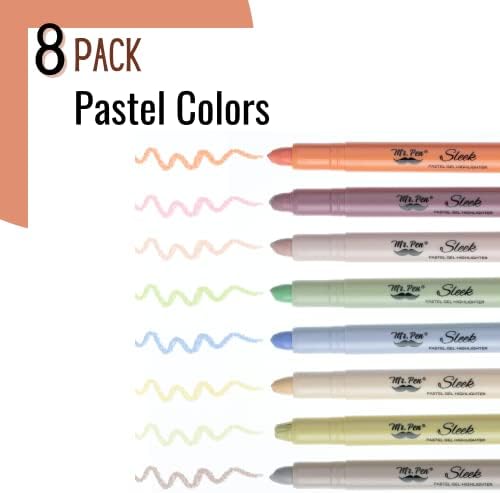 Mr. Pen- No Bleed Gel Highlighters, Pastel Colors, 8 Pack