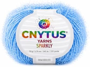 Sparkly Eyelash Fantasy Knitting Yarn | Metallic Lurex Nylon Short Eyelash Yarn | 50g (1.76oz) |140m(155 Yards) | Shiny Crochet Thread for Amigurumi & Decorative Projects (1 Skein, Turquoise)