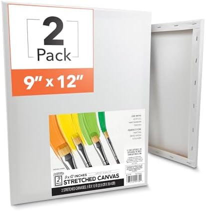 ArtSkills Stretched Canvas for Painting, 9x12 Canvas, 2-Pack Framed | Blank Canvas, Premium Wood Frame, Painting Supplies for Artists