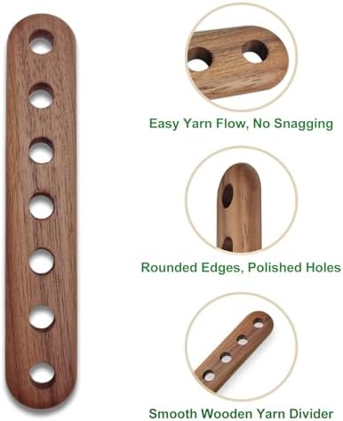 2-Pcs Wooden Knitting Yarn Divider Organizer Black Walnut & Maple Yarn Splitter for Knitting & Crochet, Smooth Finish, Easy to Use Anywhere