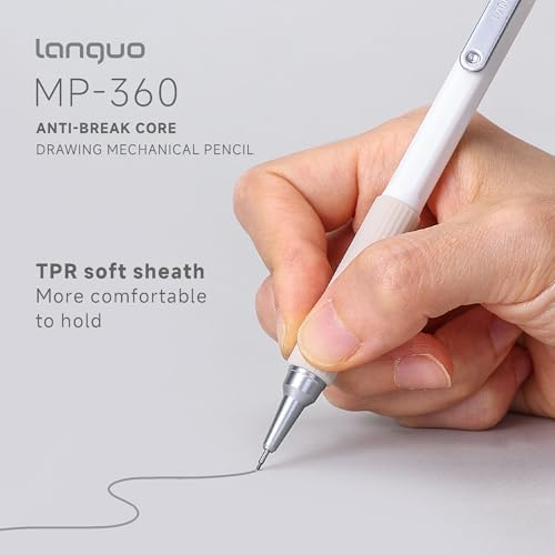 languo 0.9mm Mechanical Pencil Set with Case, 4PCS Drafting Mechanical Pencils Kit – 4 Tubes HB Lead Refills, 3 Erasers, Ideal Pencil Set for Writing & Drawing