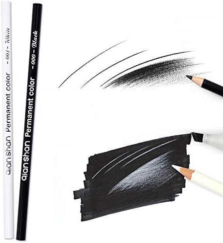 qianshan 5Pcs Black White Color Pencils - Permanent Color Drawing Pencil Oil-based Wooden Colored Pencils for Artist and Beginner Art Projects, 2 Colors of 3 White, 2 Black