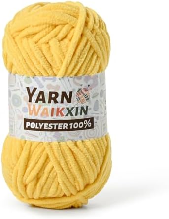 Yellow Soft Chenille Yarn for Crocheting, Fluffy Chunky Crochet Yarn for Baby Blanket, (3.52oz/131yds) Fuzzy Velvet Yarn for Amigurumi&DIY Puzzle、Crafts、Scarf