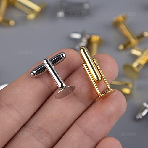 AUEAR, Metal Cufflinks Cuff Button Blank Cabochons Tray Bezel Cufflink Blanks Setting for Jewelry Making DIY Crafts