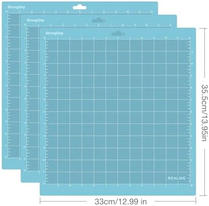 REALIKE 12x12 Lightgrip Cutting Mat Compatible with Cricut Maker 3/Maker 4/Maker/Explore 3/4/Air 2/Air/One(3 Mats), Gridded Adhesive Non-Slip Cut Mat for Crafts, Quilting, Sewing and All Arts