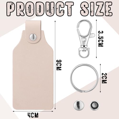 Landical 20 Pcs Leather Keychain Blank Kit with Swivel Hooks,Square