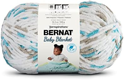Bernat BABY BLANKET BB Little Teal Dove Print Yarn - 1 Pack of 10.5oz/300g - Polyester - #6 Super Bulky - 220 Yards - Knitting/Crochet