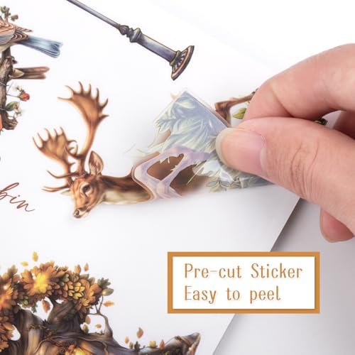 Dizdkizd Pre-Cut Cottage Core Sticker for Journaling, Elf Fairy PET and Paper Materials Vintage Ephemera Collage Book, Cute Bullet Journal Decals Scrapbook Supplies
