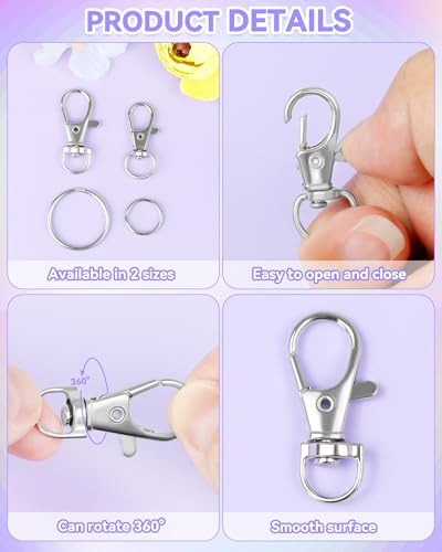 FIVEIZERO 60PCS Keychain Clips and Key Rings Kit, Swivel Snap Hooks for DIY