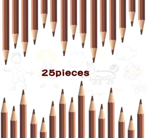 Adhere 25pcs Checking Pencils Erasable colored Pencils Pre-Sharpened #2 HB,for Checking Tests Grading,Map Coloring, editing Office Favors,including a Free sharpener. (Brown)