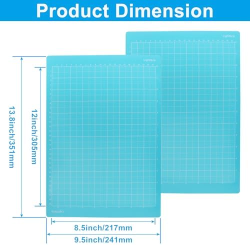 BokWin 12x8.5 Inch Cutting Mat, Blue, 3-Pack