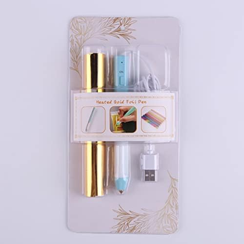 Heat Foil Pen and 15cmX3mGlimmer Heat Activated Foil Roll Sets for Card Making Scrapbooking Tool Kits 2.5mm Bold Tip Heating Hot Stamping Pen Scrapbooking Drawing Pen with USB Cable DC5V Crafting Tool