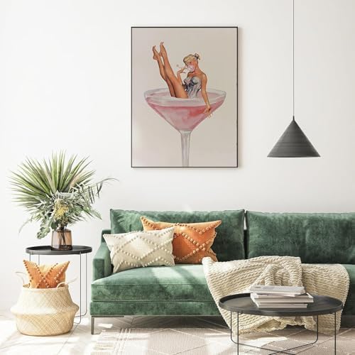 Pink Cocktail Diamond Art Kits for Adults Round Diamond Painting12x16 Inch