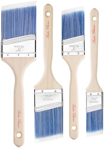 Bates- Angle Paint Brushes for Walls and Trim, 4 pcs, 1.5"/2"/2.5"/3", Treated Wood Handle, Angled Paint Brushes for Trim