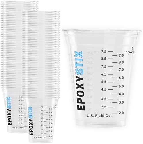 [50 Pack] NEW SIZE 12oz Graduated Mixing Cups - Durable PET, Clear Measurement Markings in oz, mL and cups - For Resin, Paint, Mixing and Crafts