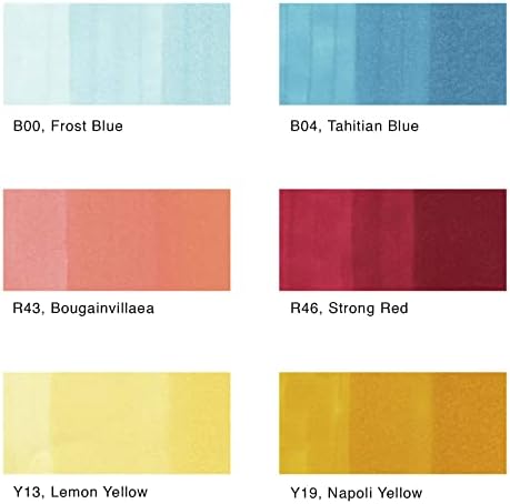 Copic Sketch, Alcohol Markers, 6 Colors Dual Brush Tip Art Marker for Adults, Blendable Sketch Markers for Coloring Drawing & Illustration Art - Perfect Primaries