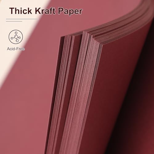 Scrapbook Album 10x10 Inches 40 Pages Hardcover Kraft Paper Red
