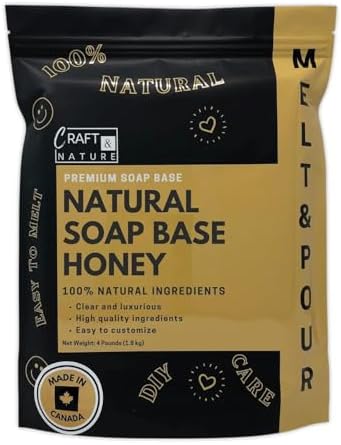 Craft & Nature 4 LB All Natural Clear Moisturizing Glycerin Melt And Pour Soap Base for Soap Making (4 Pound, Honey (Unscented))