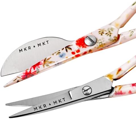 Applique Embroidery Scissors Set - Duckbill & Needlepoint, 4.5", Floral